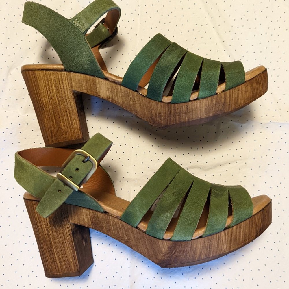 Eric Michael green Mission platform sandal clog Size 39 like new